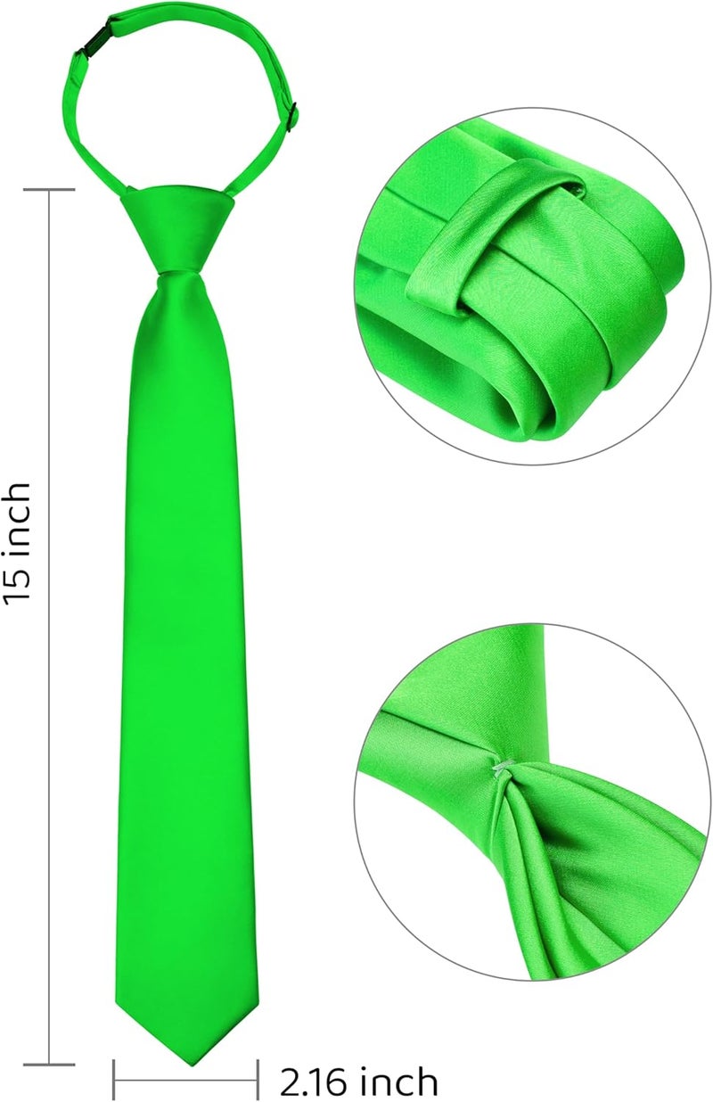 Branduce Pre-Tied Boys Ties Solid Color Kids Adjustable Necktie for Age 8-12 Wedding School Graduation - Image 1